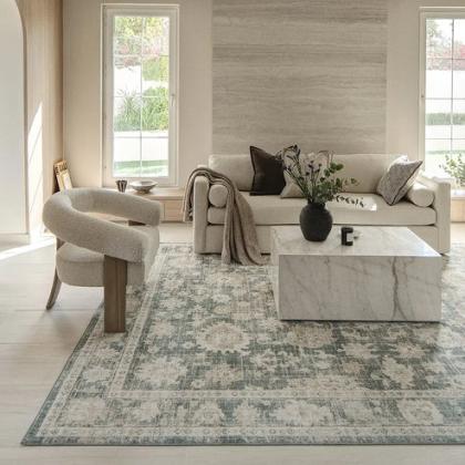 Warren Cobalt Traditional Floral Motif Carpet